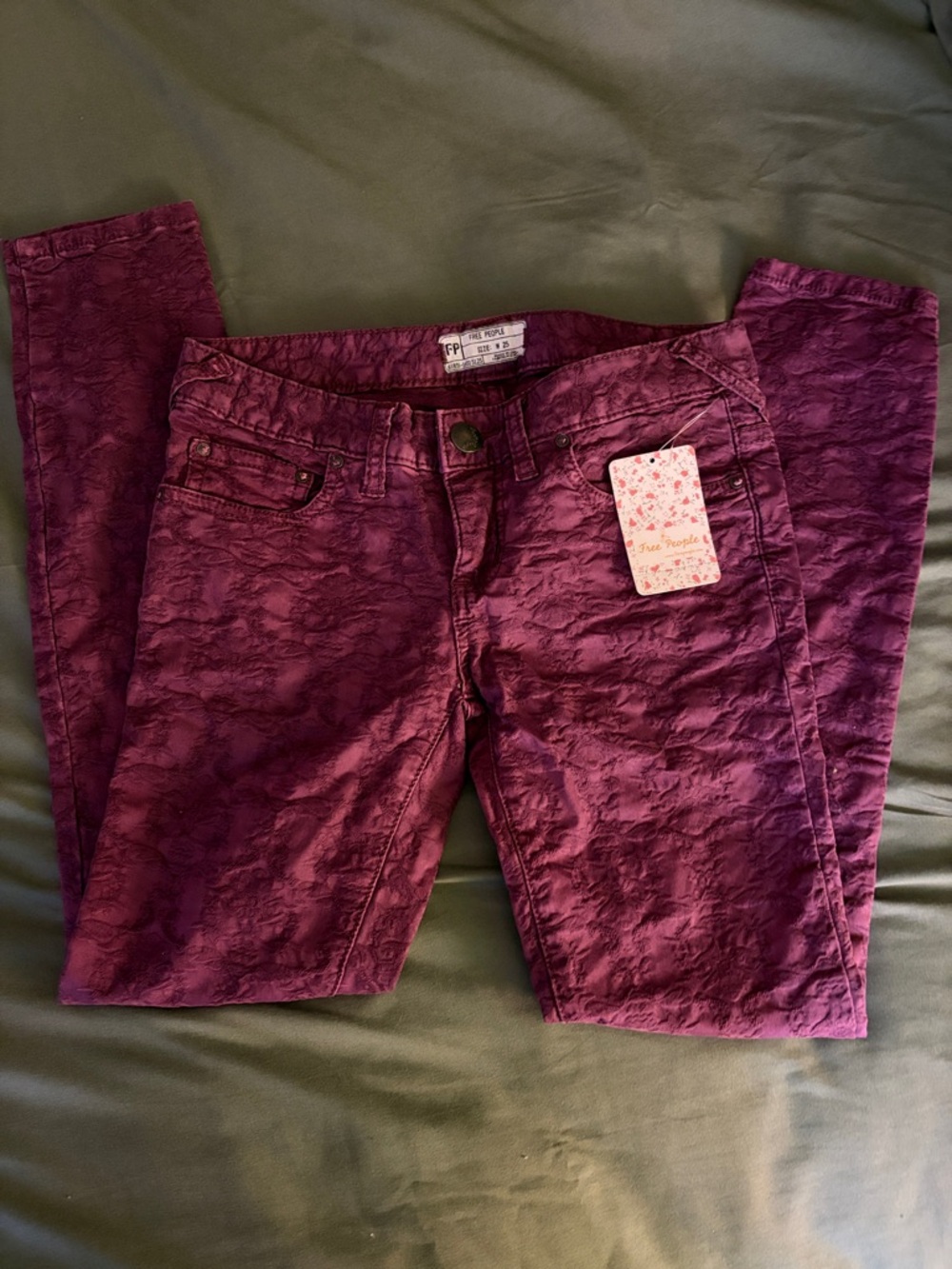 Free People Skinny Jeans in Deep Plum